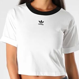 Adidas White Tee with Black Collar